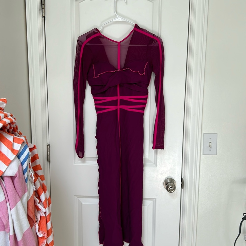 Small Adult Berry Color Dance Performance Outfit, 10th House